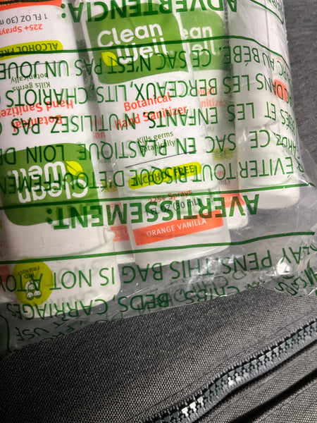 CleanWell Natural Hand Sanitizer Spray - Original Scent & Orange Vanilla Scent, 1 Ounce (30 ml) (Bulk Pack of 12, ***FINAL SALE)